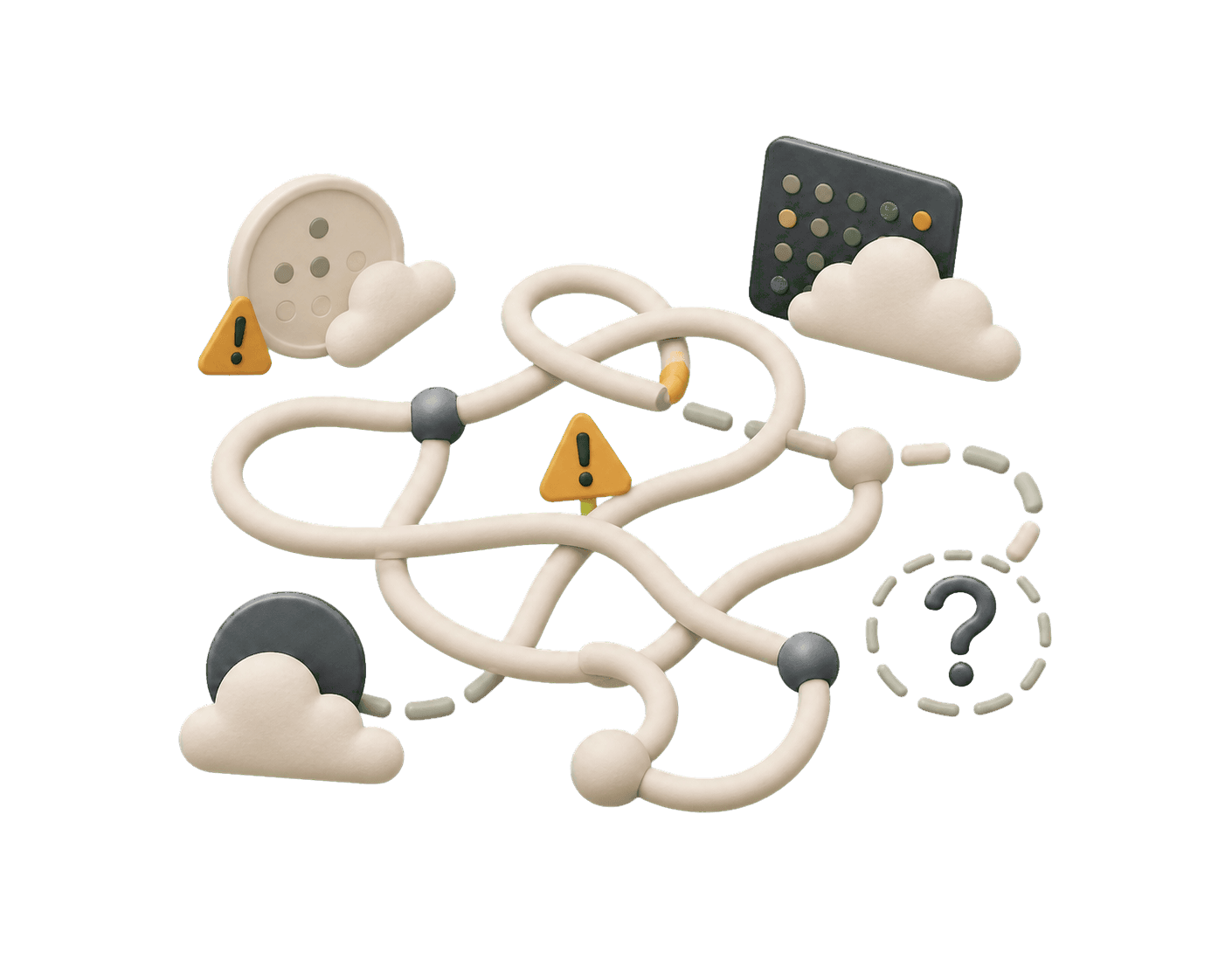 Abstract tangled path with hidden evaluation gaps.