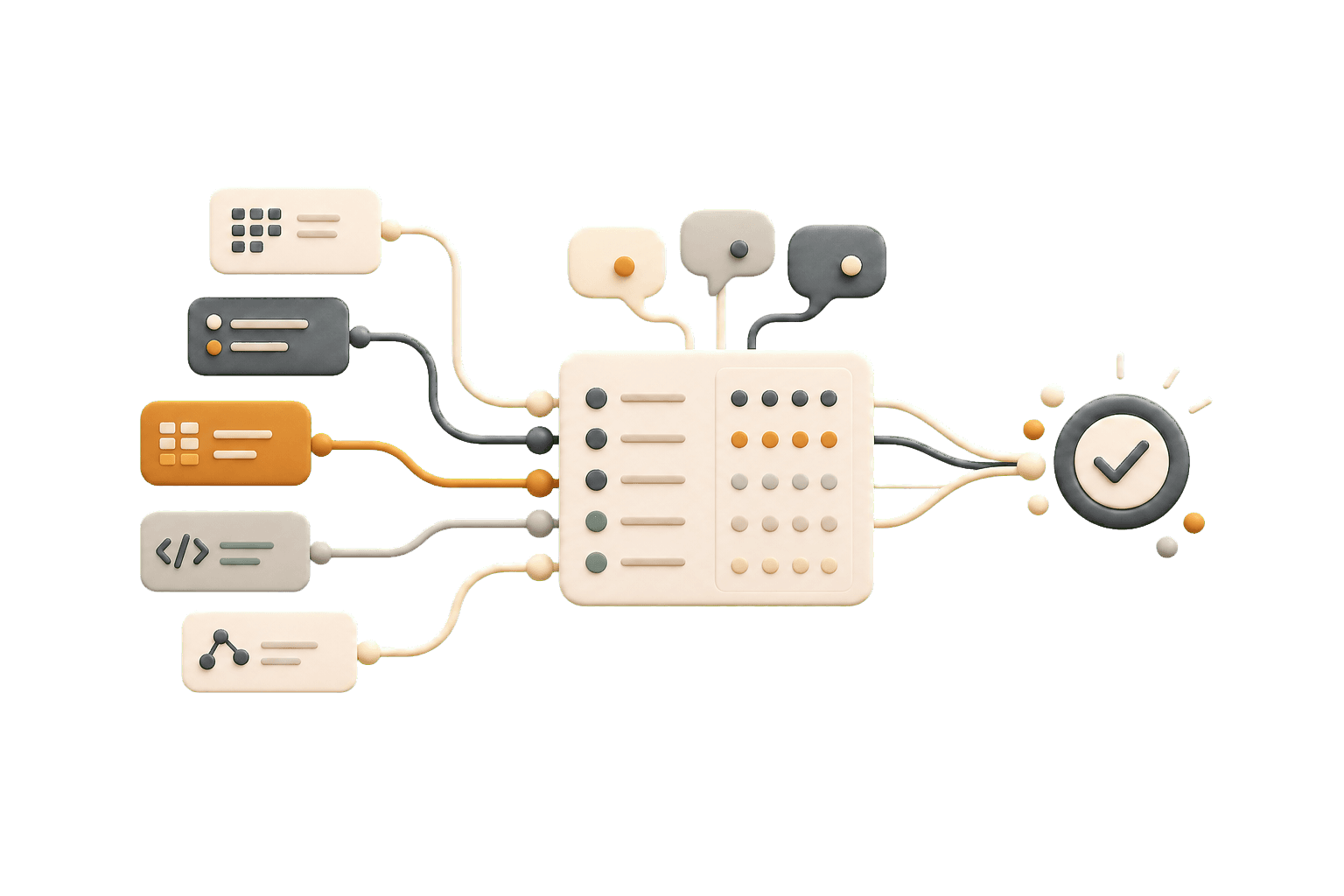 Abstract organized feedback loop with rubric signals.